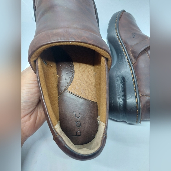 BORN Toby Duo Womens Shoes 10M Brown Slip On Mule Clog Loafer Leather Comfy - Picture 12 of 13
